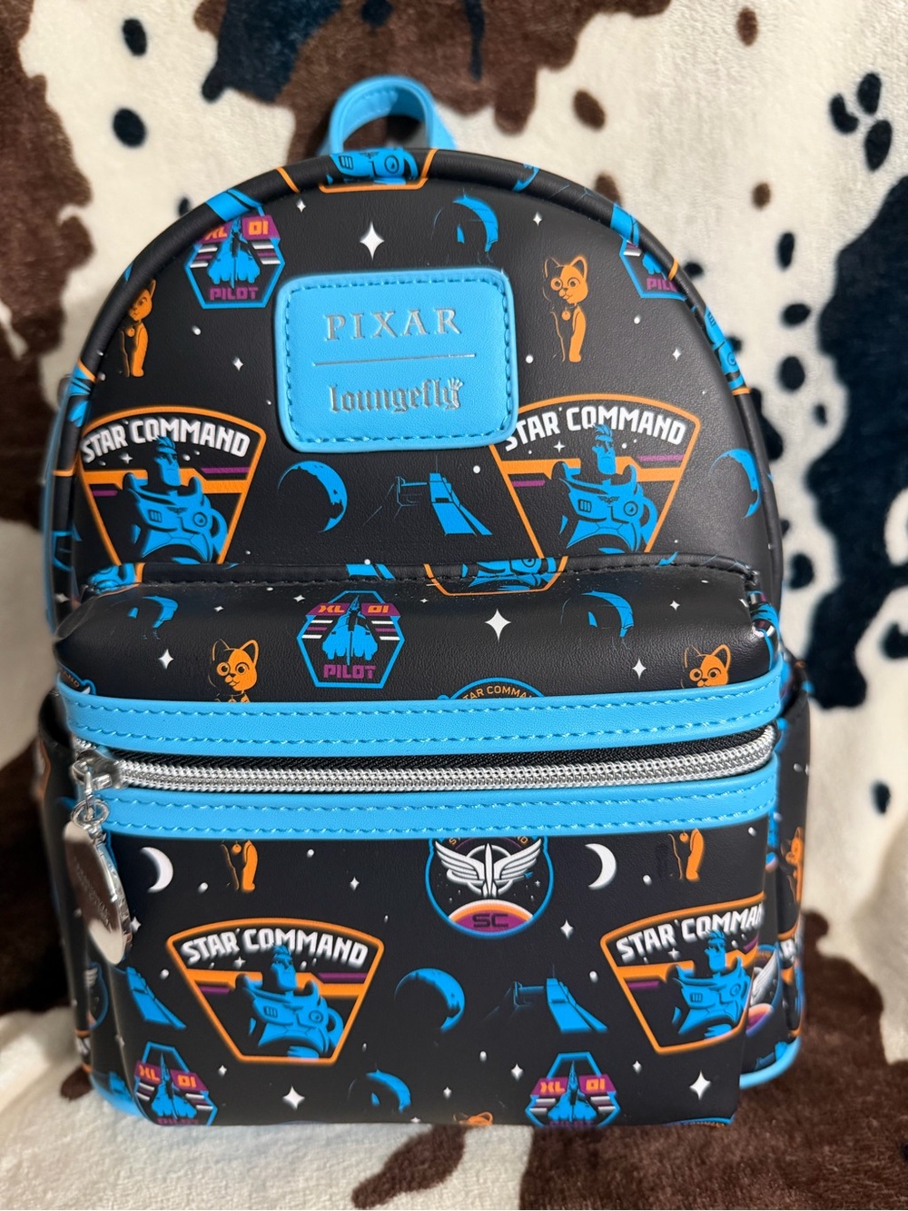 Loungefly Black & Bright Blue Pixar Star Command Kids Mini Backpack